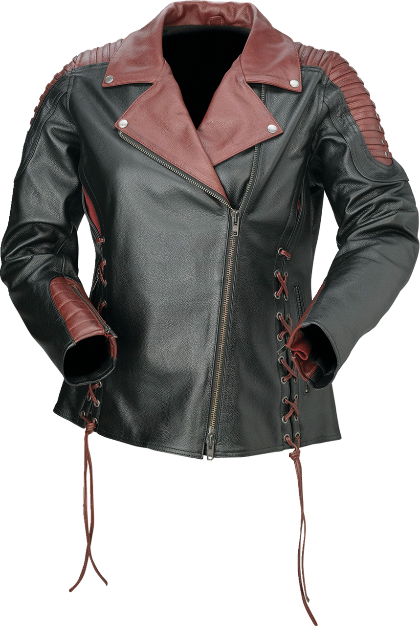Z1R Womens Combiner Leather Jacket Black/Red
