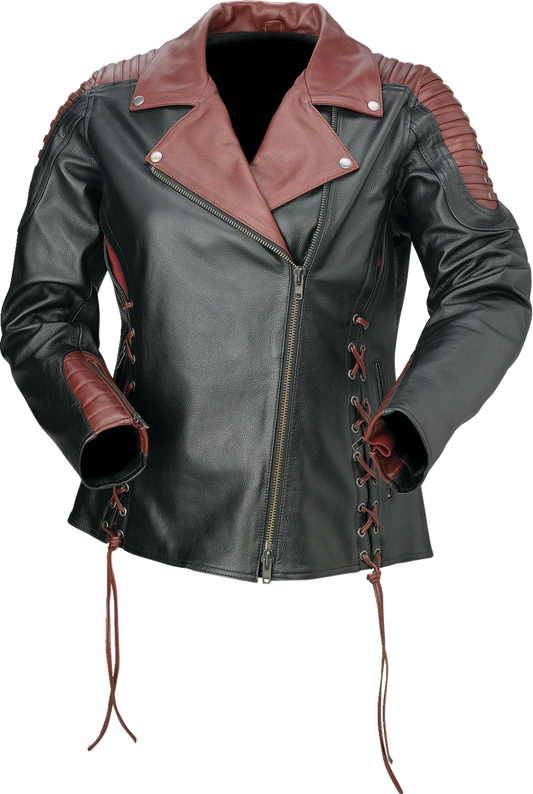 Z1R Womens Combiner Leather Jacket Black/Red