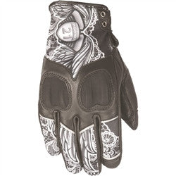 Highway 21 Womens Vixen Lace Leather Gloves - Black/White