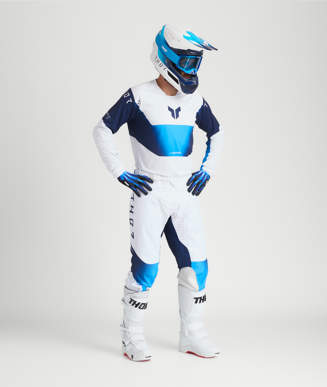 Thor 2025 LAUNCHMODE Storm Jersey Pant Combo White