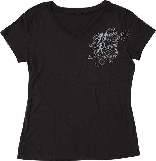 Moose Racing Women's Flourish Script T-Shirt Black