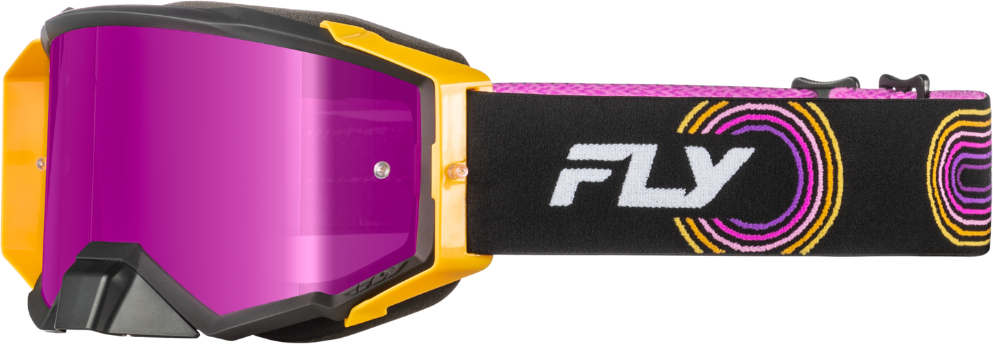 FLY Racing Zone Elite Goggle Black/Yellow/Purple with Magenta Mirror/Blue Lens