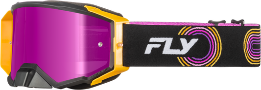 FLY Racing Zone Elite Goggle Black/Yellow/Purple with Magenta Mirror/Blue Lens