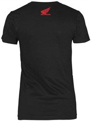 Honda Womens Racing Collection Abstract Wings Ladies Short Sleeves Tees - Black