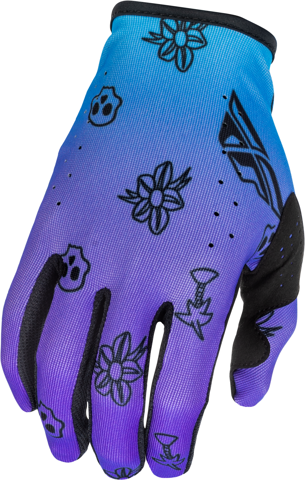 FLY Racing 2026 Youth Lite Outline Gloves Purple/Blue/Black