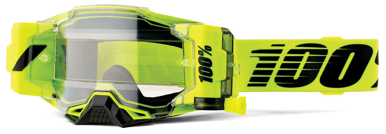 100% Armega Forecast Offroad Goggle Neon Yellow - Clear Lens