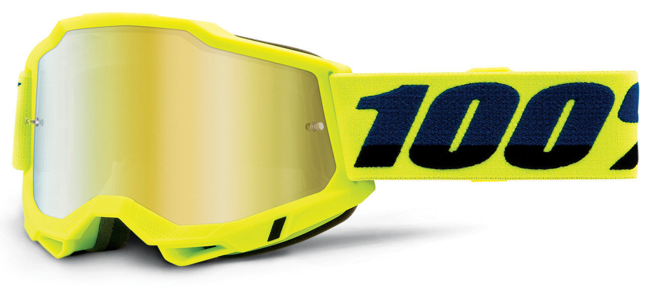 100% Accuri 2 Junior Youth Offroad Goggle Fluo/Yellow - Mirror Gold Lens