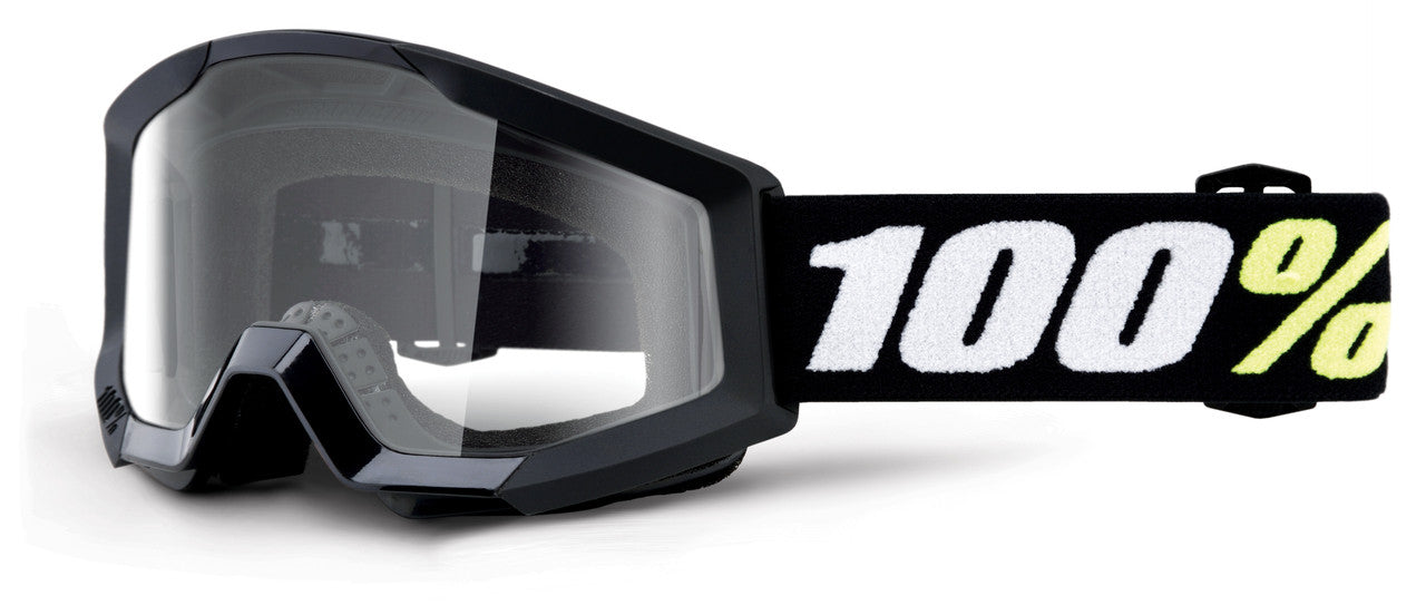 100% Strata 2 Junior Youth Offroad Goggle Black - Clear Lens