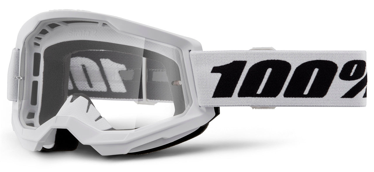 100% Strata 2 Offroad Goggle White - Clear Lens