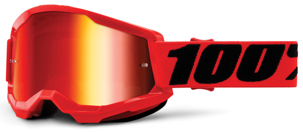 100% Strata 2 Junior Youth Offroad Goggle Red - Mirror Red Lens