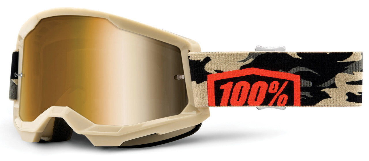 100% Strata 2 Offroad Goggle Kombat - True Gold Mirror Lens