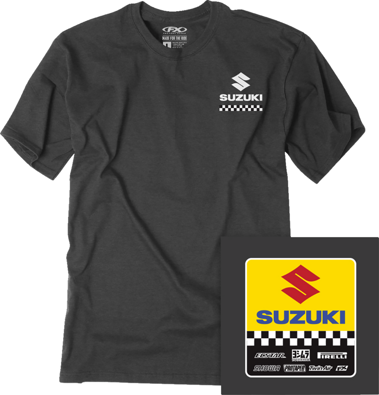 Factory Effex Suzuki Starting Line T-Shirt Heather Charcoal
