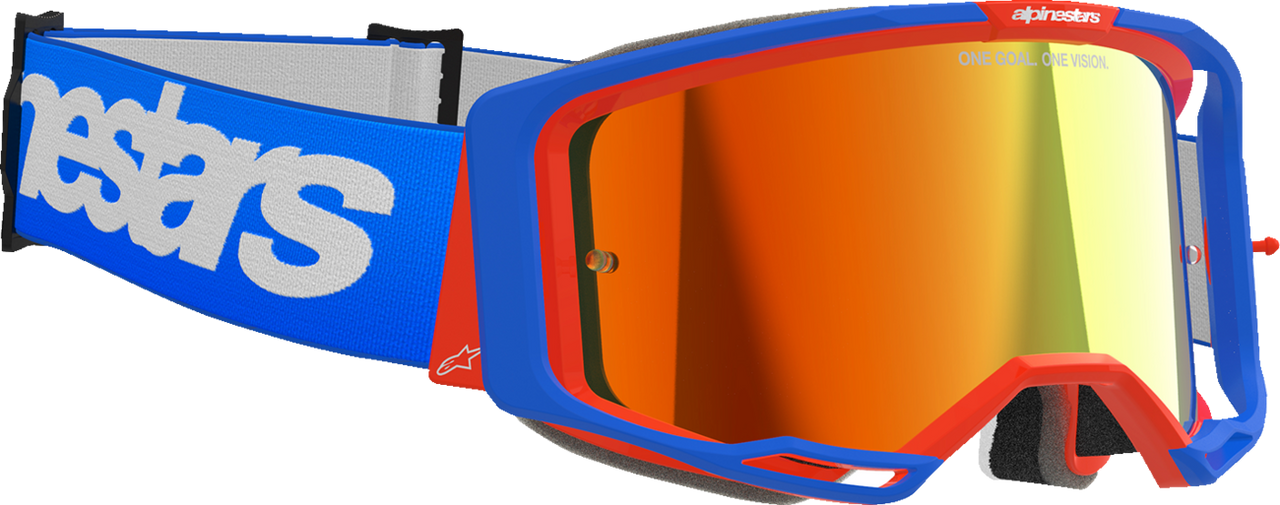 Alpinestars Vision 8 Goggle - Wordmark Blue/Orange - Red Mirror Len