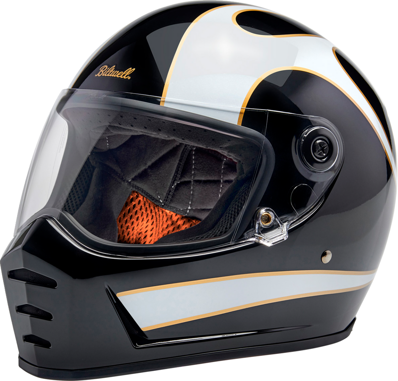 Biltwell Lane Splitter Full Face Helmet Gloss Black/White Flames