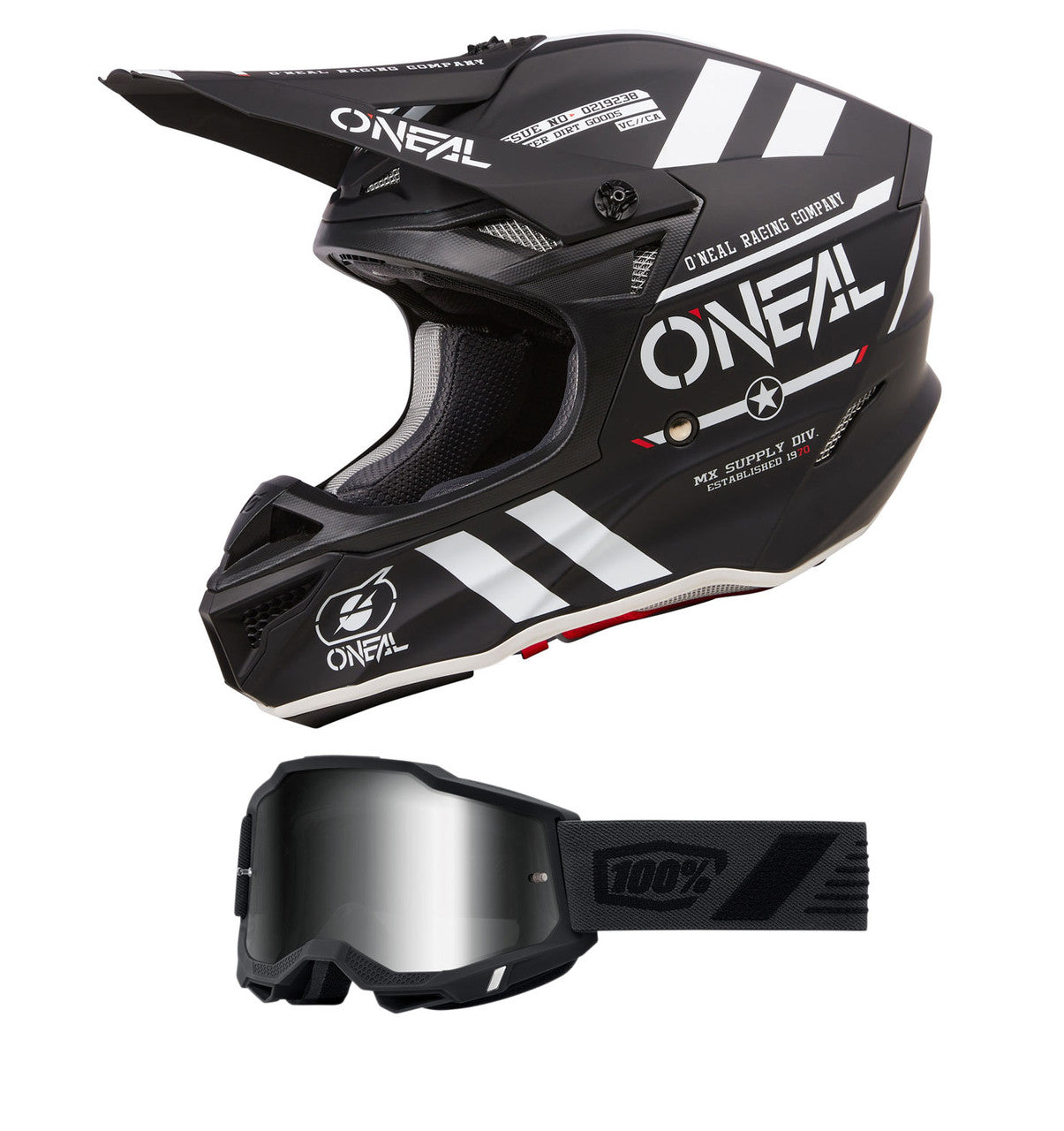 O'Neal 2024 5 Series Warhawk V.24 Helmet and Goggle Combo Black