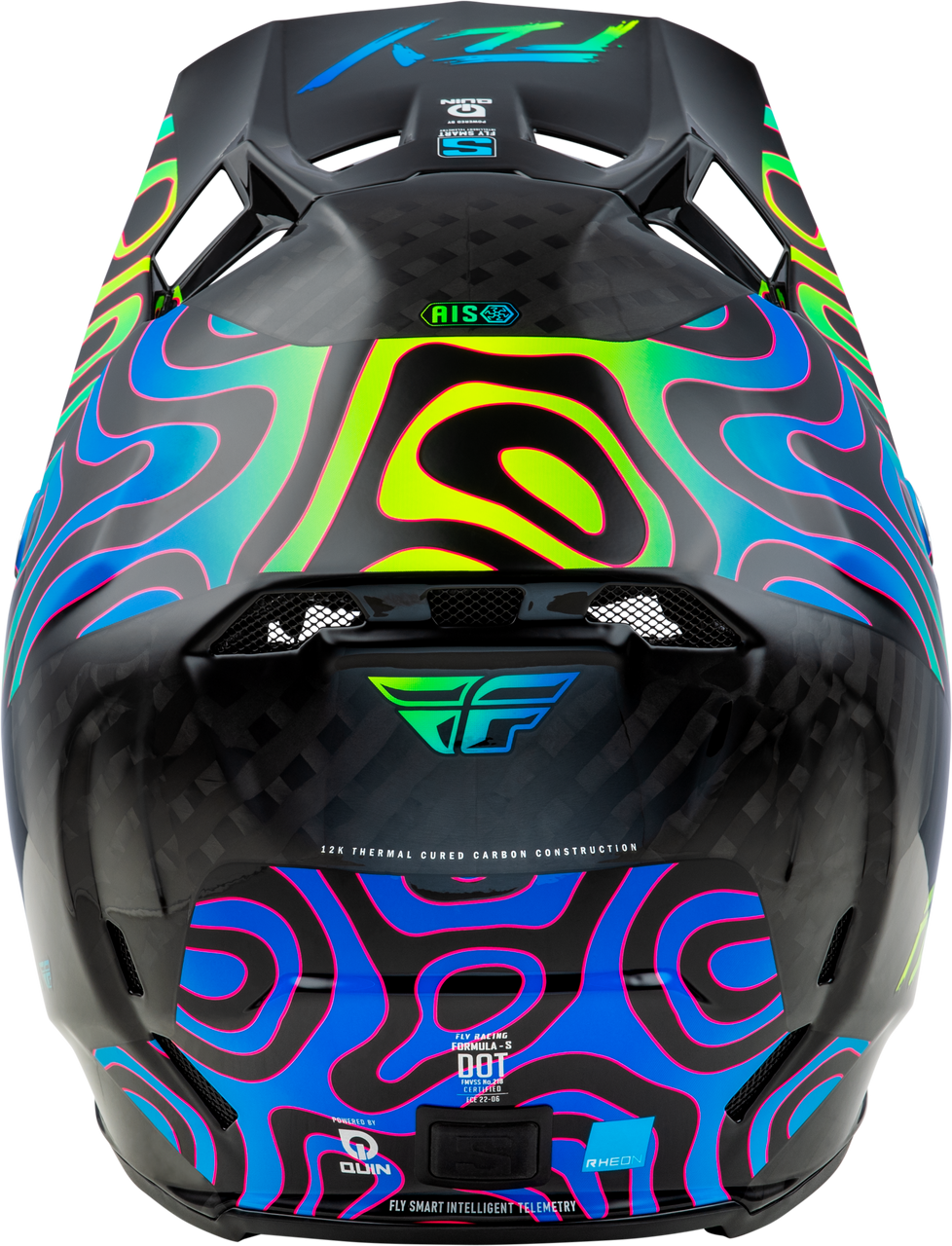 FLY Racing 2025 Youth Formula S Carbon Zen Helmet Black Carbon/Blue/Yellow Youth Large