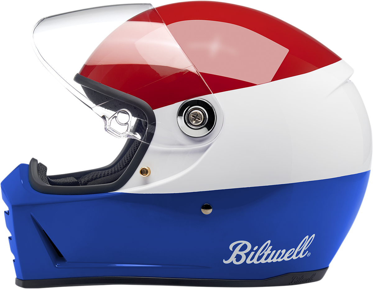 Biltwell Lane Splitter Full Face Helmet Gloss Podium Red/White/Blue