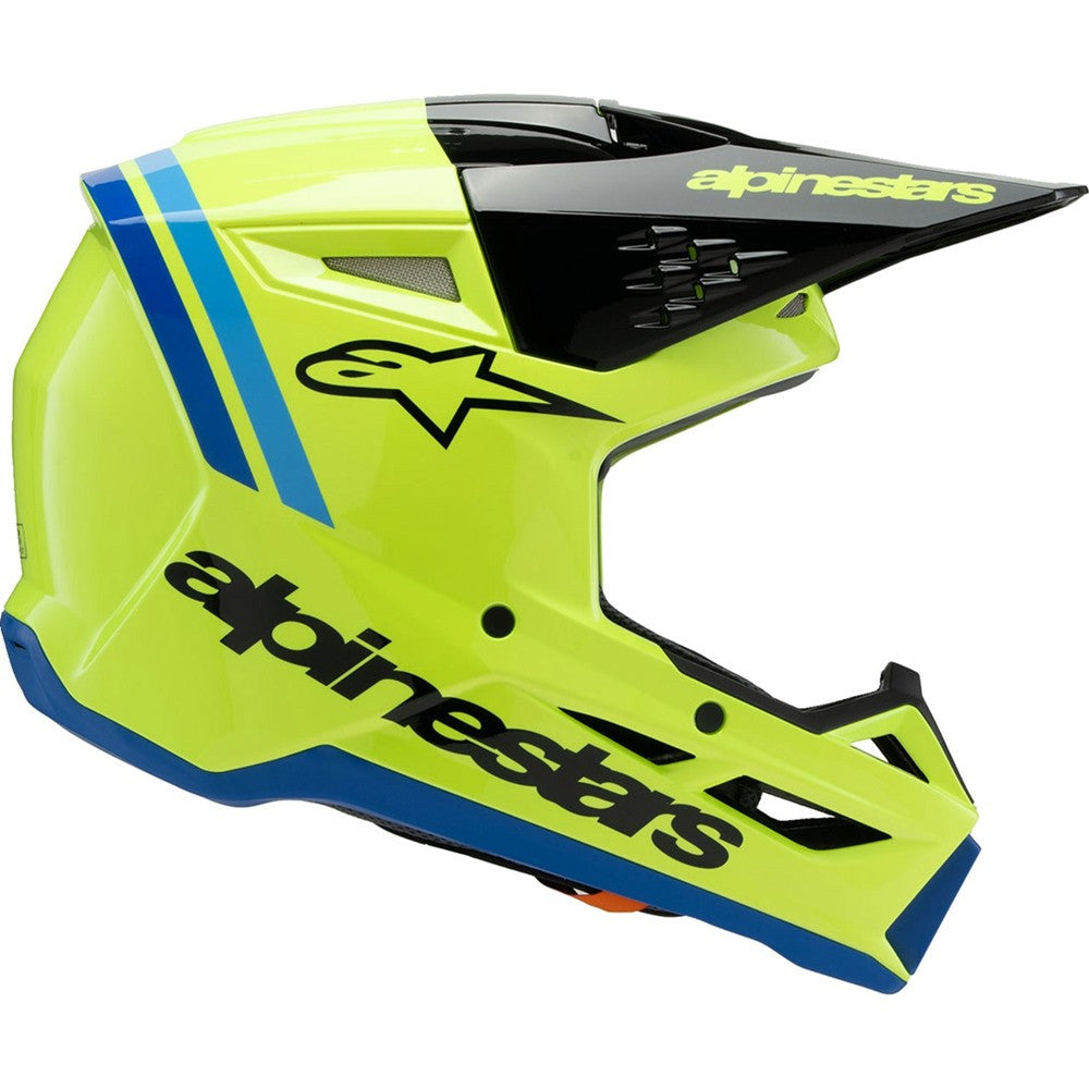 Alpinestars Youth Supertech SM3 Helmet Radium Yellow Fluo/Black/Blue Gloss