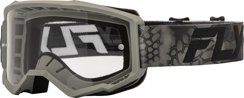 FLY RACING - 37-51159Y - YOUTH FOCUS SE KRYPTEK GOGGLE MOSS GREY/BLACK W/ CLEAR LENS