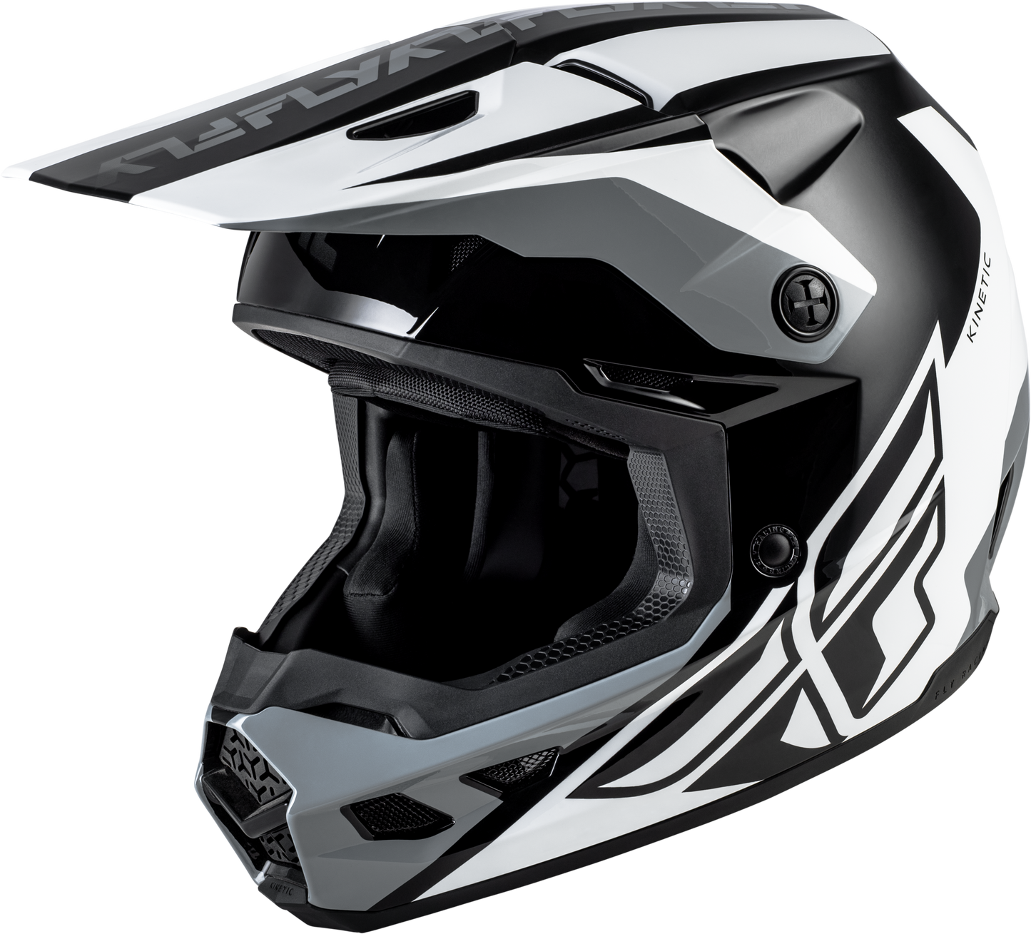 FLY Racing 2026 Kinetic Crest Helmet Black/White/Grey