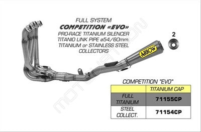 Arrow Competition Pro Race "EVO" Full System Exhaust - Kawasaki Ninja ZX-10R
