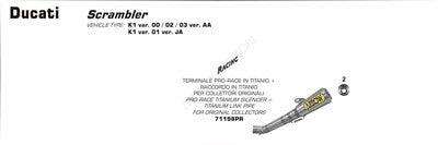 Arrow Pro-Race Titanium Slip-on Exhaust - Ducati Scrambler 800