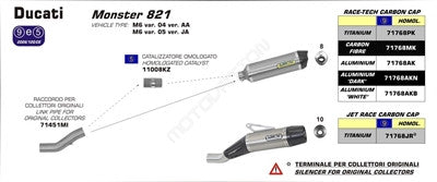 Arrow Link Pipe For Stock Headers - Ducati Diavel