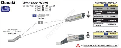 Arrow Jet Race Titanium Exhaust Slip-On - Ducati Monster 821
