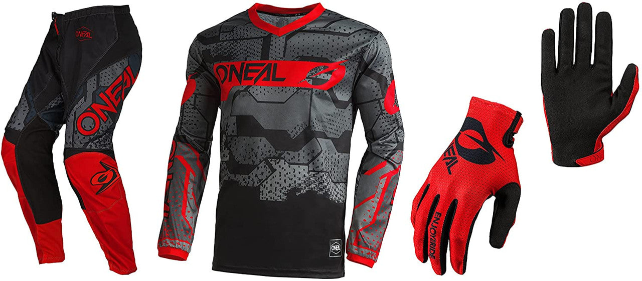 Oneal Element Camo Black/Red Jersey Pant Gloves Combo