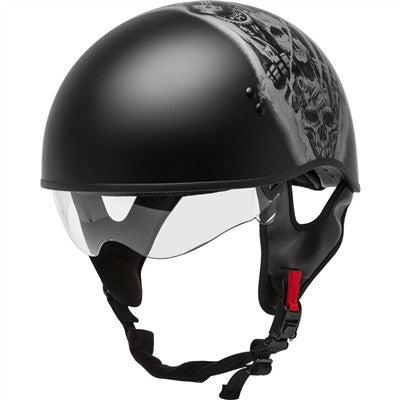 GMAX HH-65 Half Helmet - Tormentor Naked Matte Black/Silver