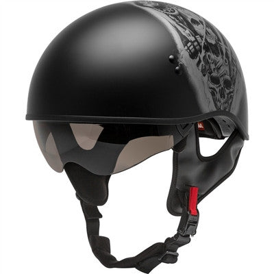 GMAX HH-65 Half Helmet - Tormentor Naked Matte Black/Silver