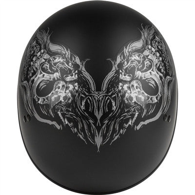 GMAX HH-65 Half Helmet - Ghost/RIP Naked Matte Black/Silver