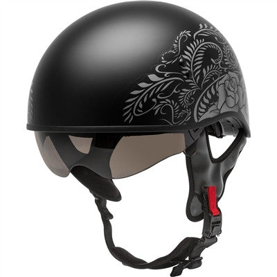 GMAX HH-65 Half Helmet - Rose Naked Matte Black/Silver