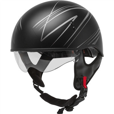 GMAX HH-65 Half Helmet - Torque Naked Matte Black/Silver