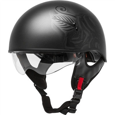GMAX HH-65 Half Helmet - Devotion Naked Matte Black/Silver