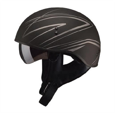 GMAX 2019 Graphics Torque Flat GM65 Naked Half Helmet - Black/Silver