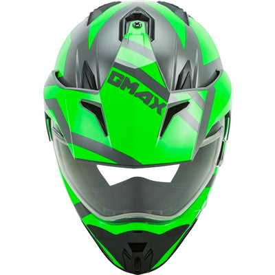 GMAX GM-11S Dual-Sport Trapper Snow Helmet - Grey/Neon Green