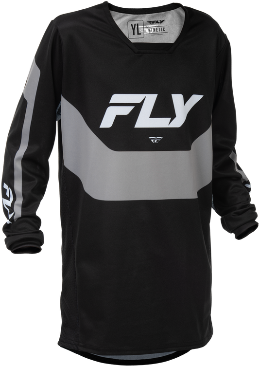 FLY Racing 2026 Youth Kinetic Jersey Black/Grey