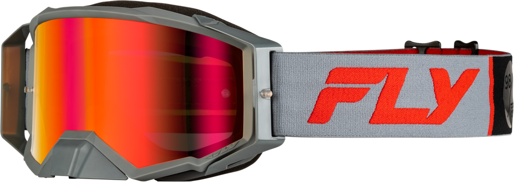 FLY Racing Zone Pro Goggle Grey/Red W/ Light Red Mirror/Amber Lens