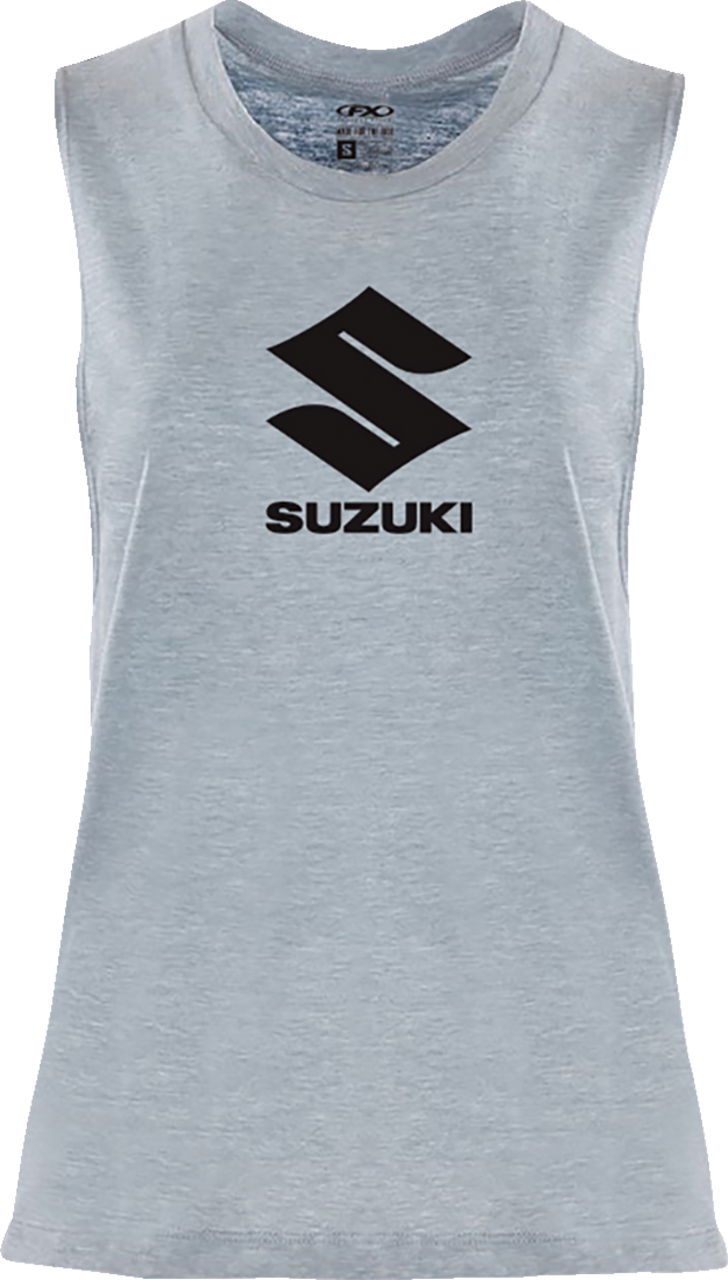 Factory Effex Womens Suzuki Idol Muscle Tank Top Light Heather Blue