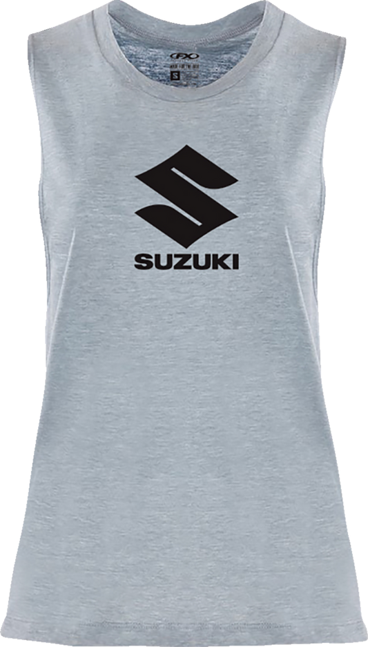 Factory Effex Suzuki Idol Womens Muscle Tank Heather Light Blue