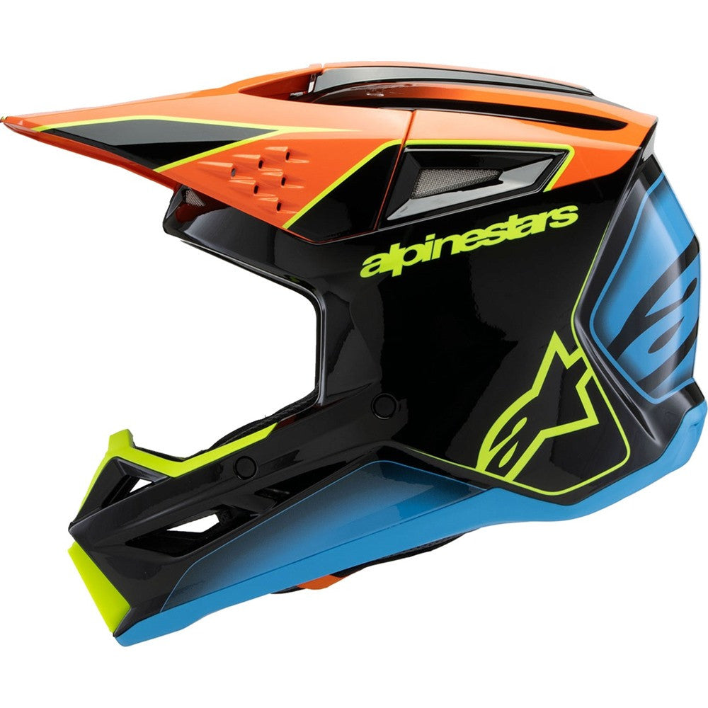 Alpinestars Youth Supertech SM3 Helmet Fray Black/Orange/Yellow Fluo/Gloss