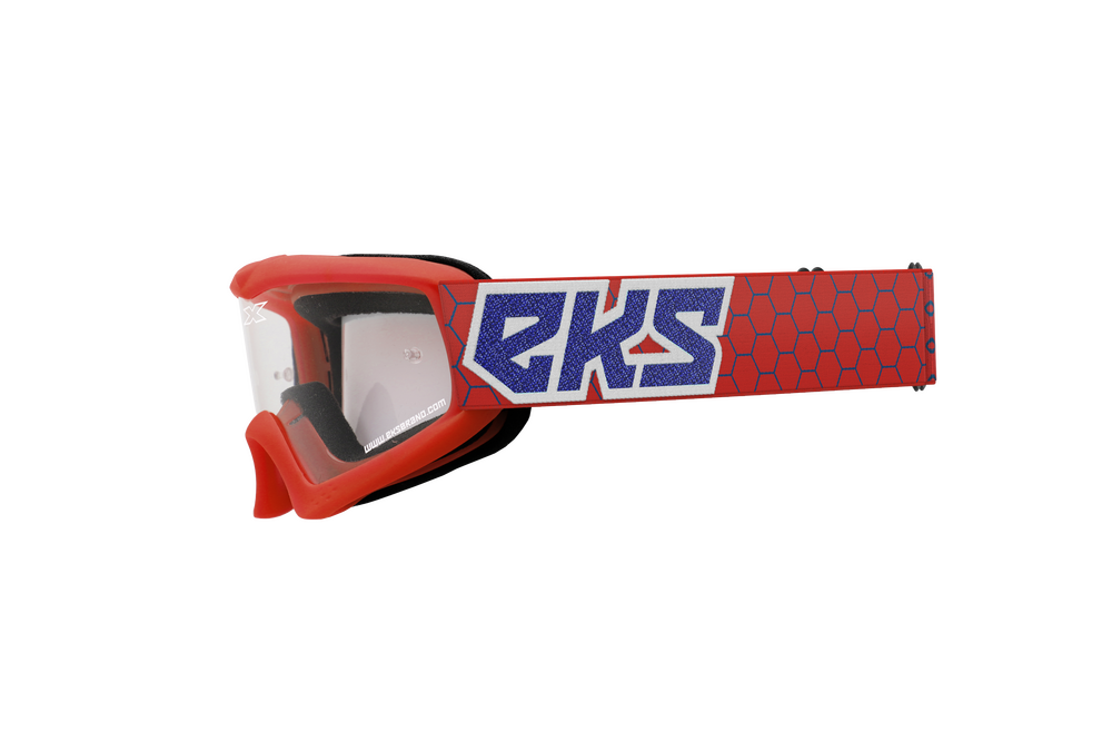EKS BRAND - 067-30340 - XGROM YOUTH GOGGLE RED/WHITE/BLUE METALLIC CLEAR