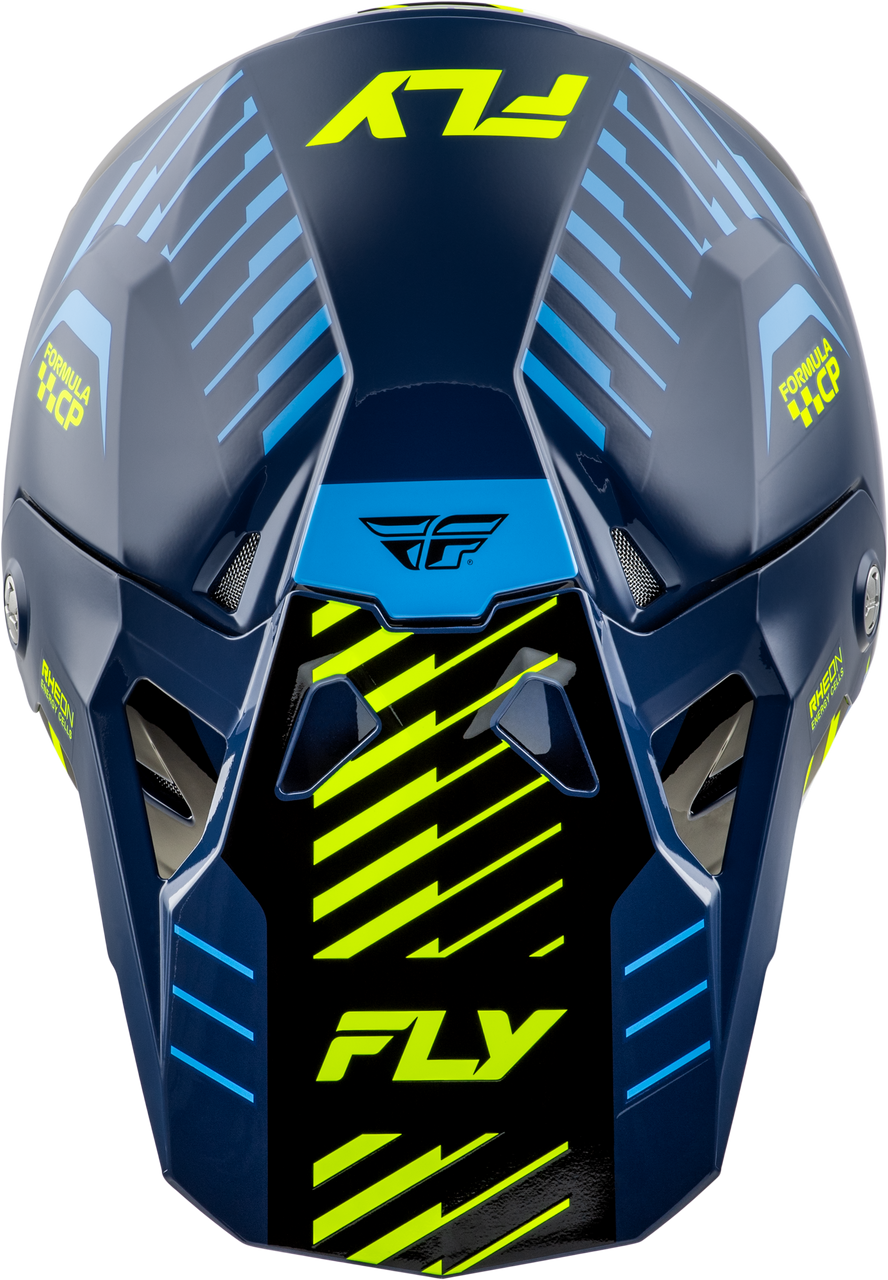 FLY Racing 2025 Youth Formula CP Slice Helmet Navy/Hi-Vis/White Youth Large