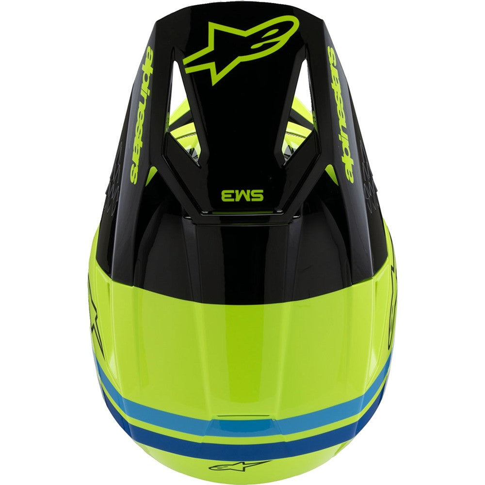 Alpinestars Youth Supertech SM3 Helmet Radium Yellow Fluo/Black/Blue Gloss