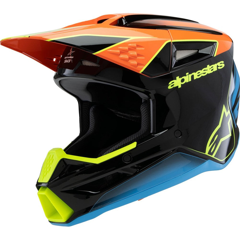 Alpinestars Youth Supertech SM3 Helmet Fray Black/Orange/Yellow Fluo/Gloss