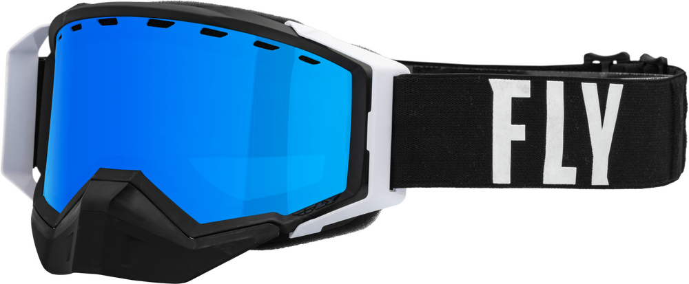 FLY RACING - 37-50337 - ZONE PRO SNOW GOGGLE BLK/WHITE W/ BLUE MIR/PLRZD SMOKE LENS