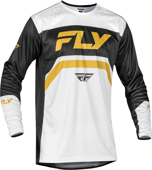 FLY Racing 2025 Youth Rayce Bicycle Jersey White/Black/Gold