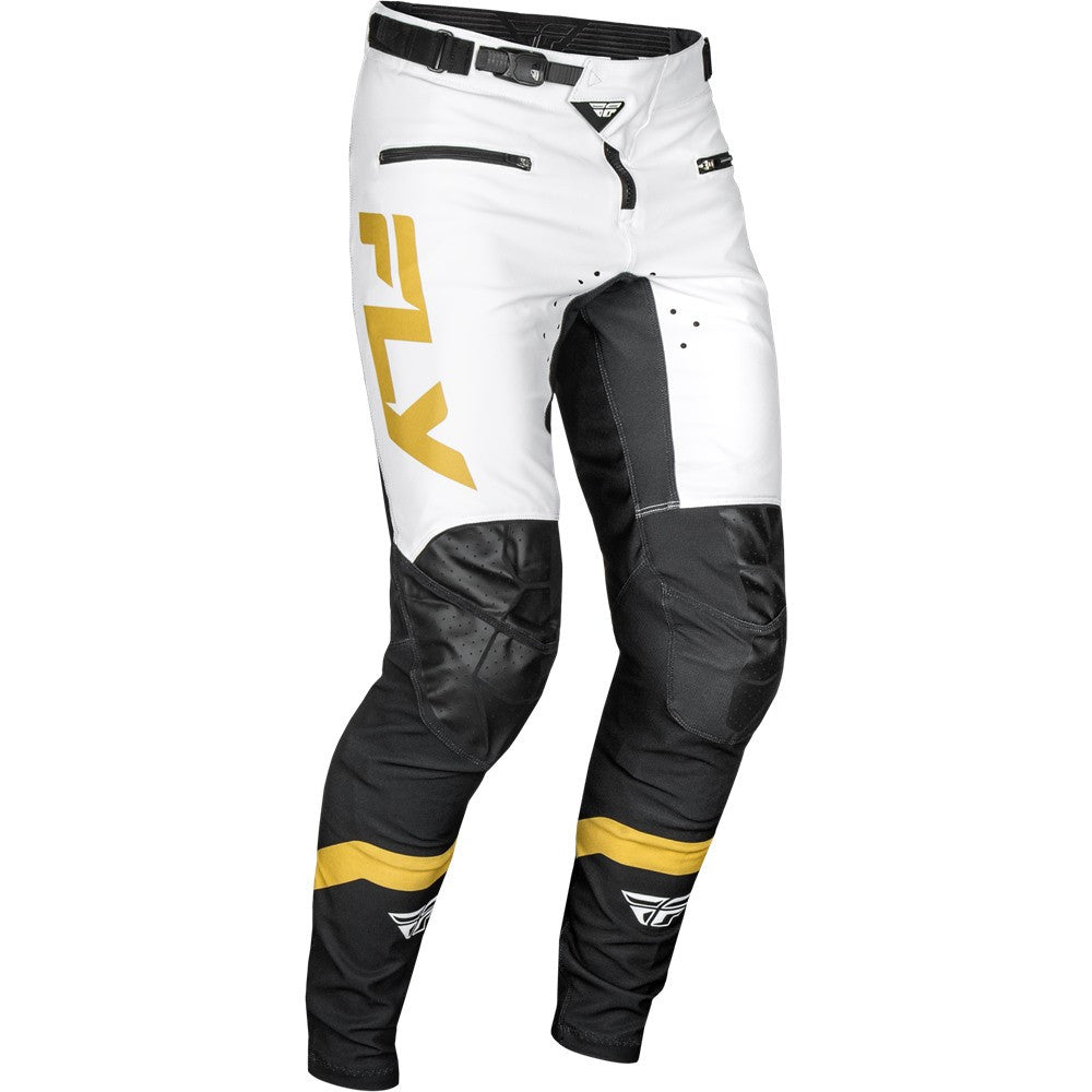 FLY Racing 2025 Youth Rayce Bicycle Jersey Pant Combo White/Black/Gold