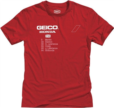 100% GEICO Honda Outlier Tee - Red